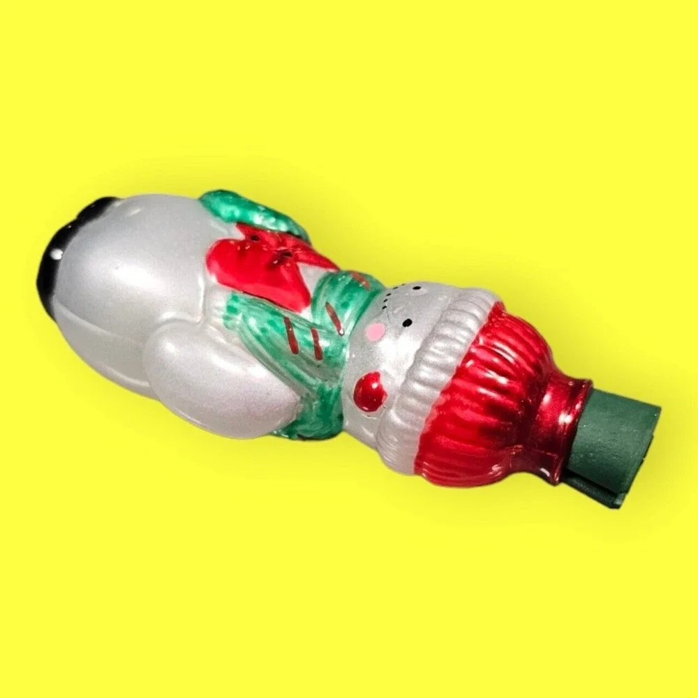 Vintage Avon Glass Light Cover SNOWMAN Miniature Lights Ornament in Original Box